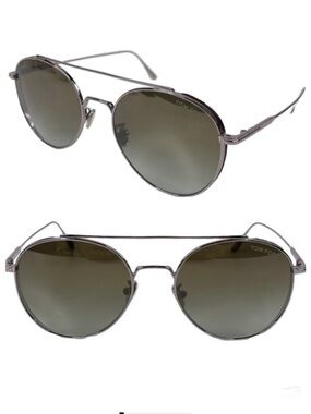TOM FORD Declan Sunglasses Shiny Light Ruthenium / Green FT0826-F Made in Italy